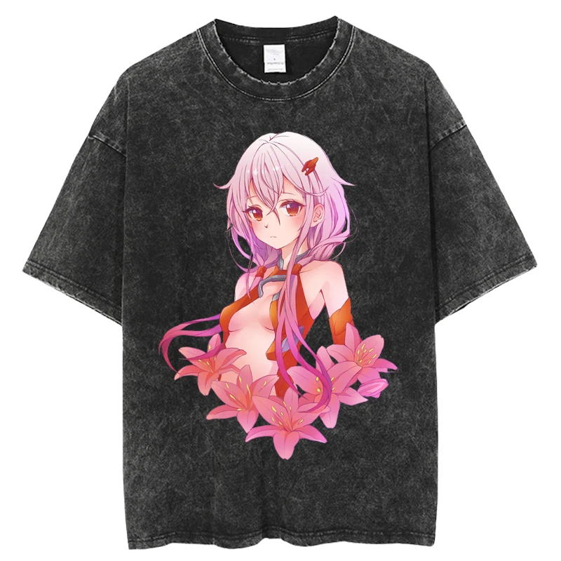 

Guilty Crown Unisex T Shirt Harajuku Washed T-Shirt Streetwear Summer Tops Tees Tshirt Oversized HipHop 2023 Summer Tshirt