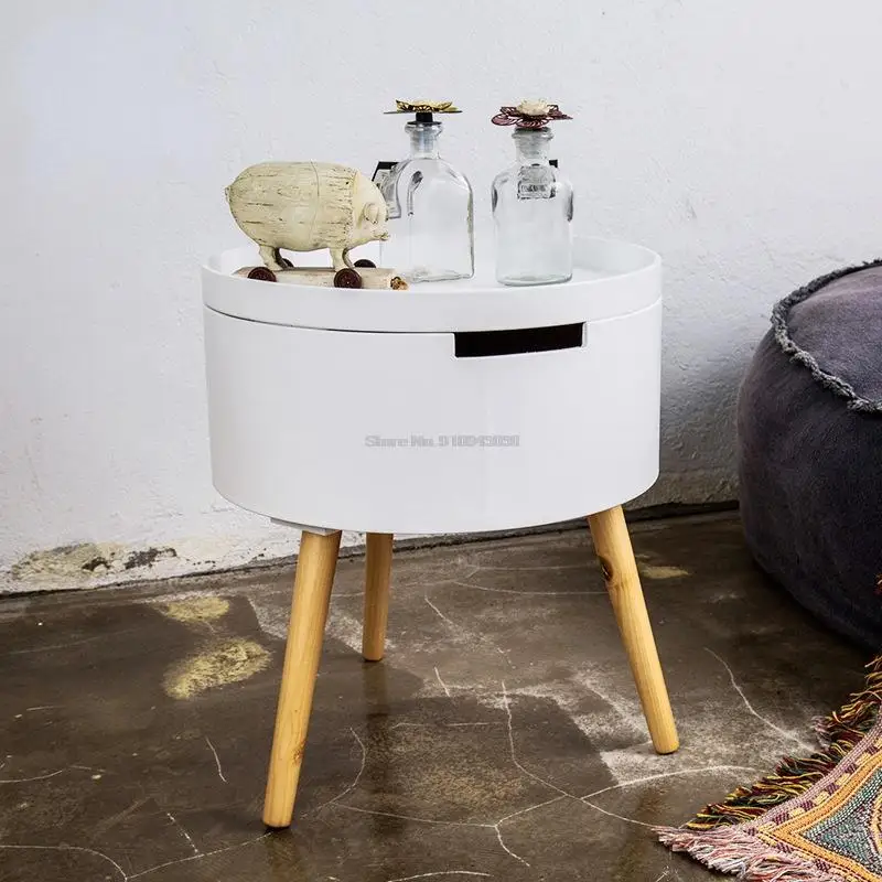 Современная простая маленькая круглая деревянная подставка под кровать поднос