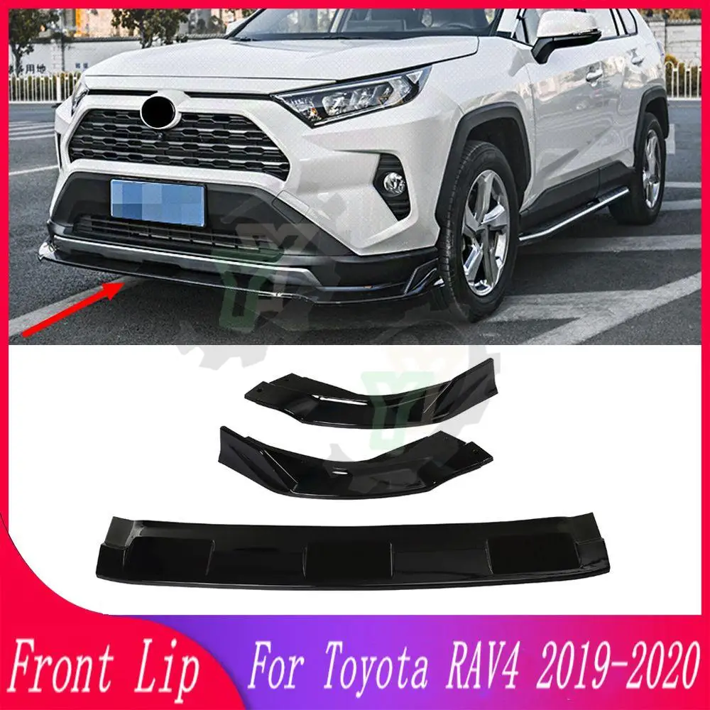 

3PCS Car Front Bumper Lip Spoiler Splitter Diffuser Detachable Body Kit Cover Guard For Toyota RAV4 2019-2020