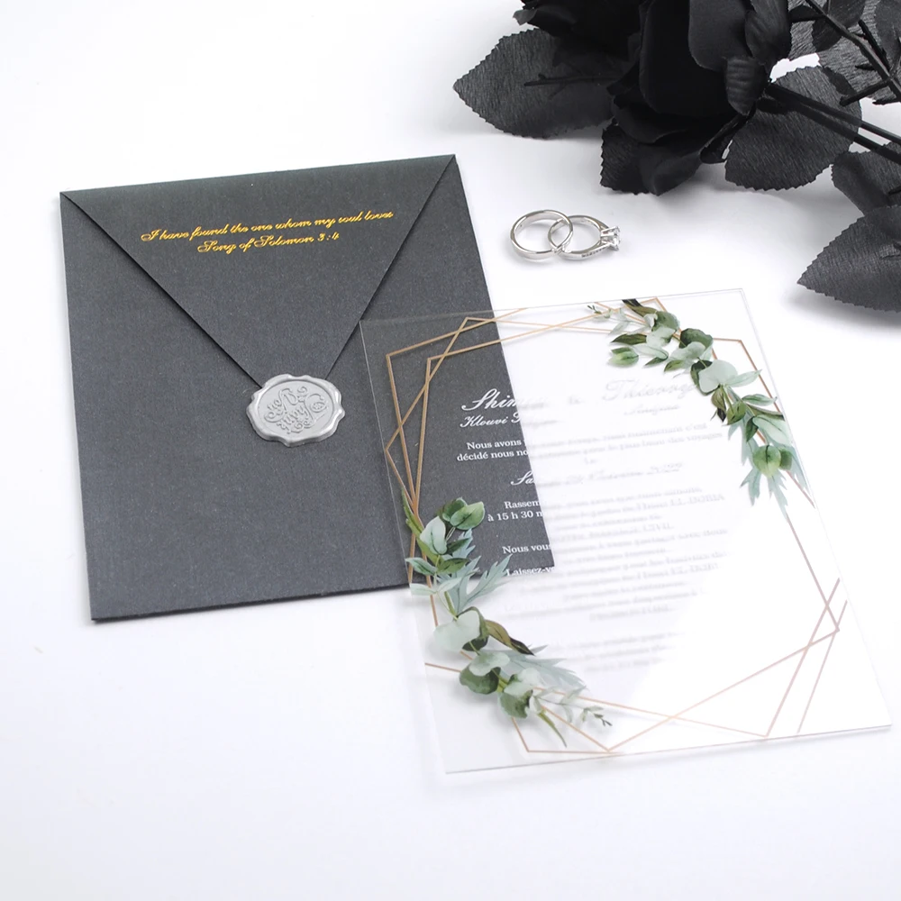 

Индивидуальные свадебные приглашения, партия прозрачных акриловых пригласительных открыток на 15 лет, стандартная УФ-печать