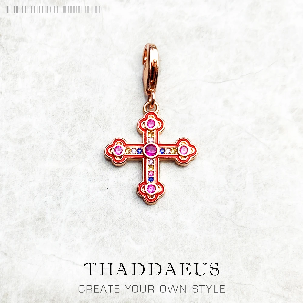 

Victorian Iconic Cross Charm Europe Style Club Fine Jewelry Vintage Rose Gold Gift In 925 Sterling Silver
