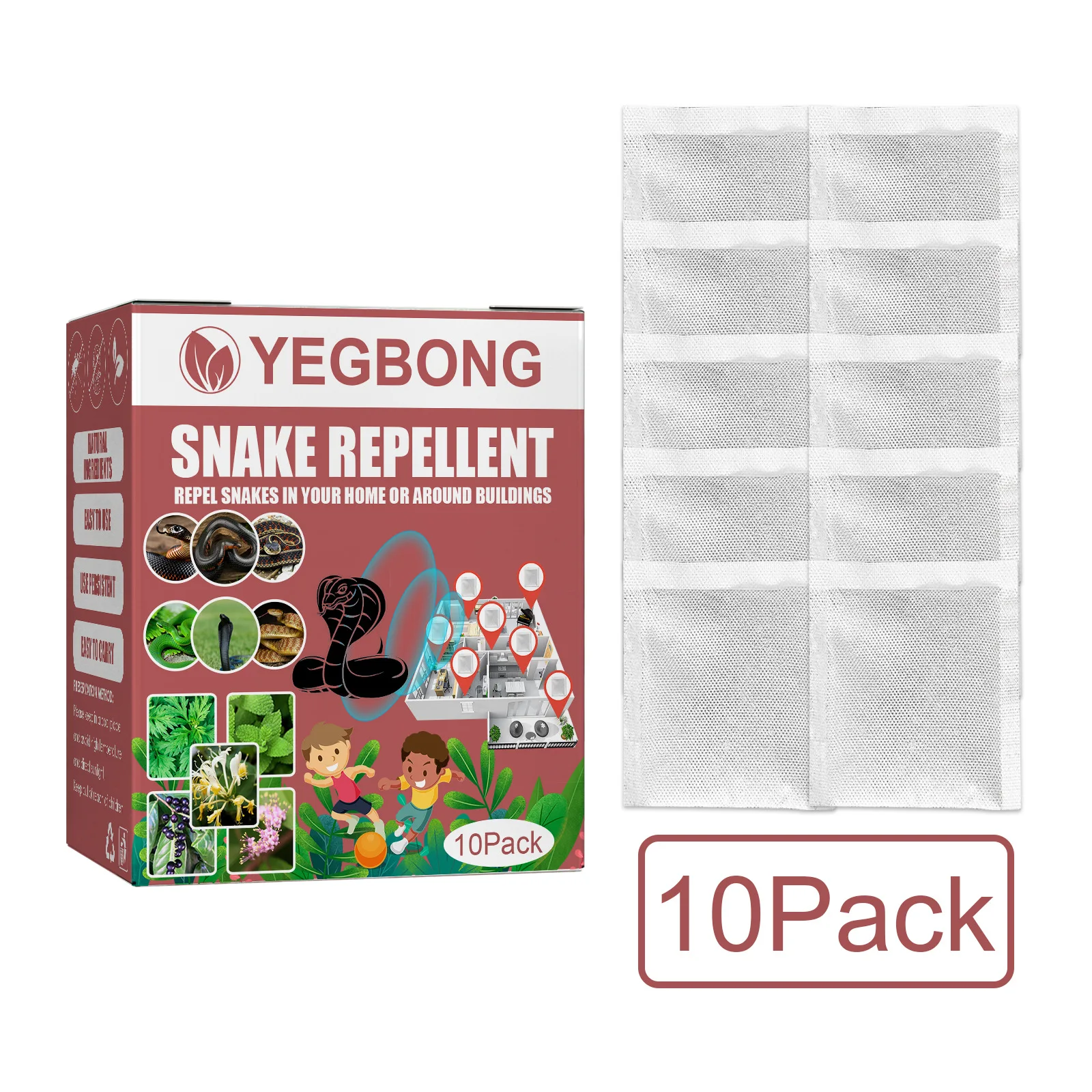 

Yegbong 10pcs/set Snake Repellent Bag Outdoor Summer Camping Fishing Garden Courtyard Grass Snake Repellent Bag for Garden Tools