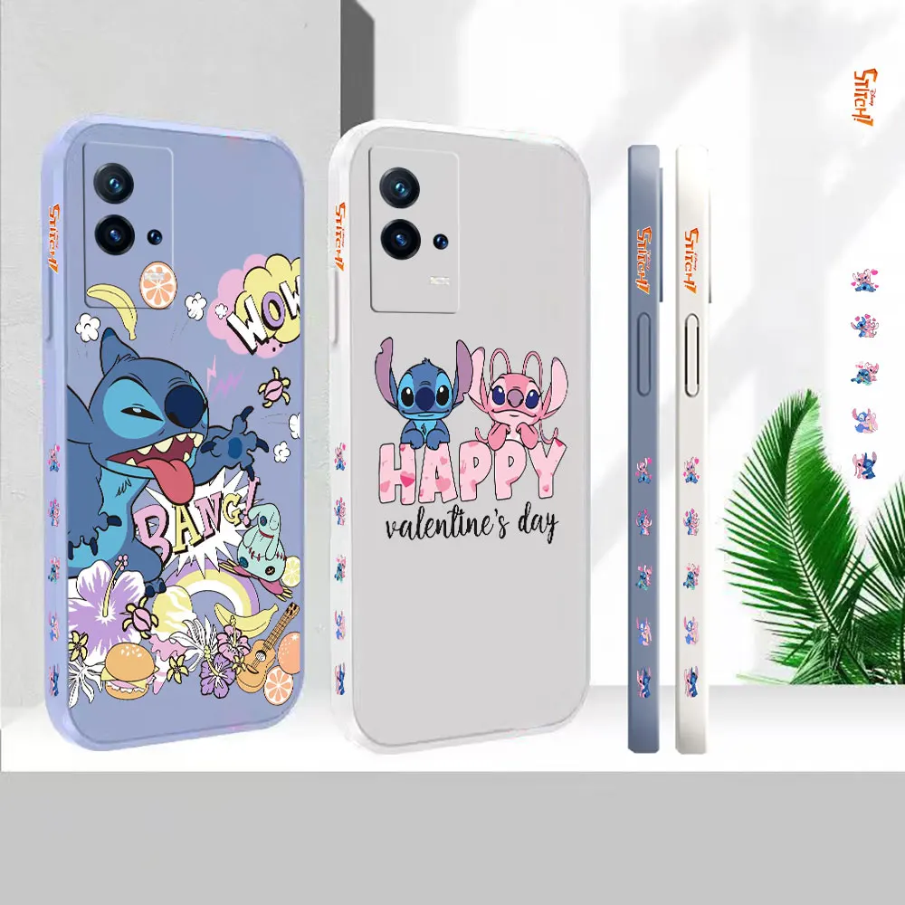 

Liquid Silicone Phone Case For VIVO IQOO 11 10 9 8 7 5 Z7 Z6 Z5 Z3 Neo 7 6 5 5S 3 Colour Lilo & Stitch Angel Cartoon Cover Funda