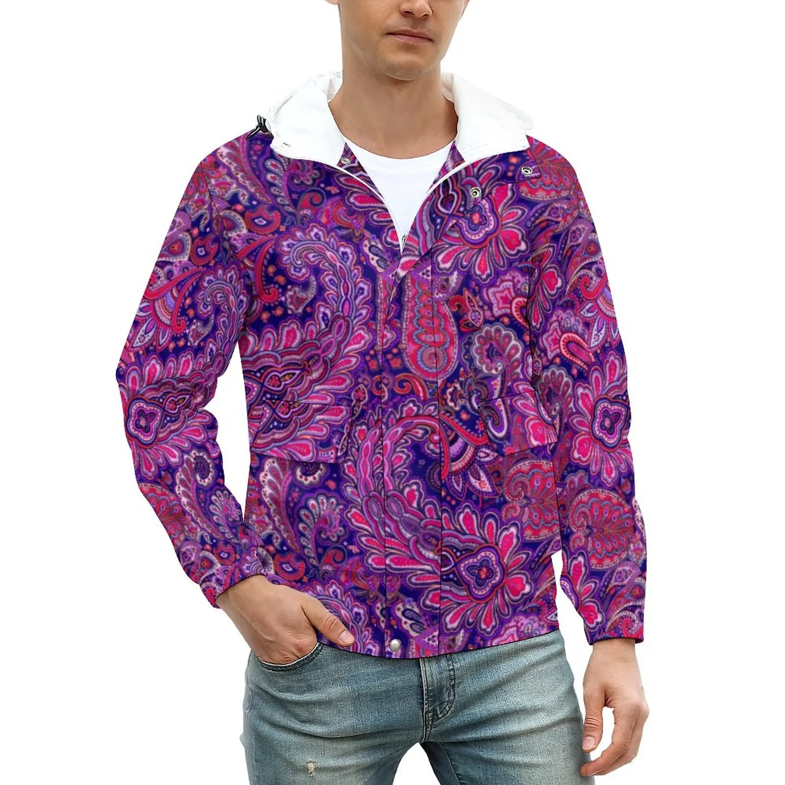 

Куртка мужская с принтом пейсли, Винтажный дизайн, модная повседневная классическая ветровка, большие размеры 6XL, на осень