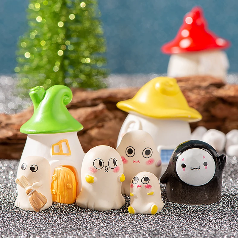 

Миниатюрные Мультяшные фигурки, Безликий человек, призрак, микро-Ландшафтные украшения для Хэллоуина, Декор для дома, офиса, стола, комнаты