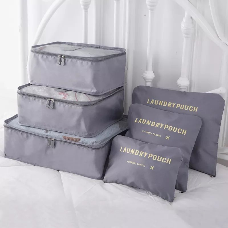 

Six-piece Set Travel Organizer Storage Bag Wardrobe Clothe Storage Cases Luggage Packing Bags for Clothes Underwear Cosmetic