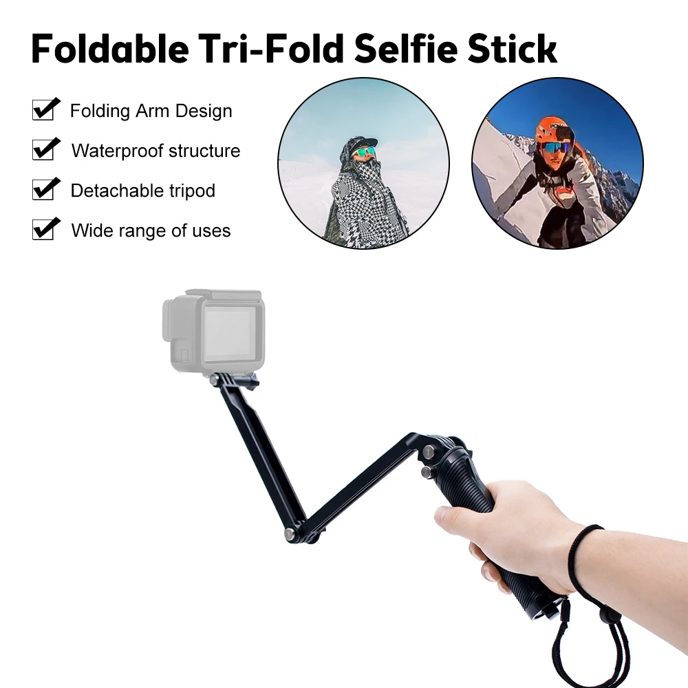 

Waterproof Selfie Stick Floating Hand Grip 3 Way Grip Arm Monopod Pole Tripod for GoPro 10 9 8 7 6 Camera Accessories Tools