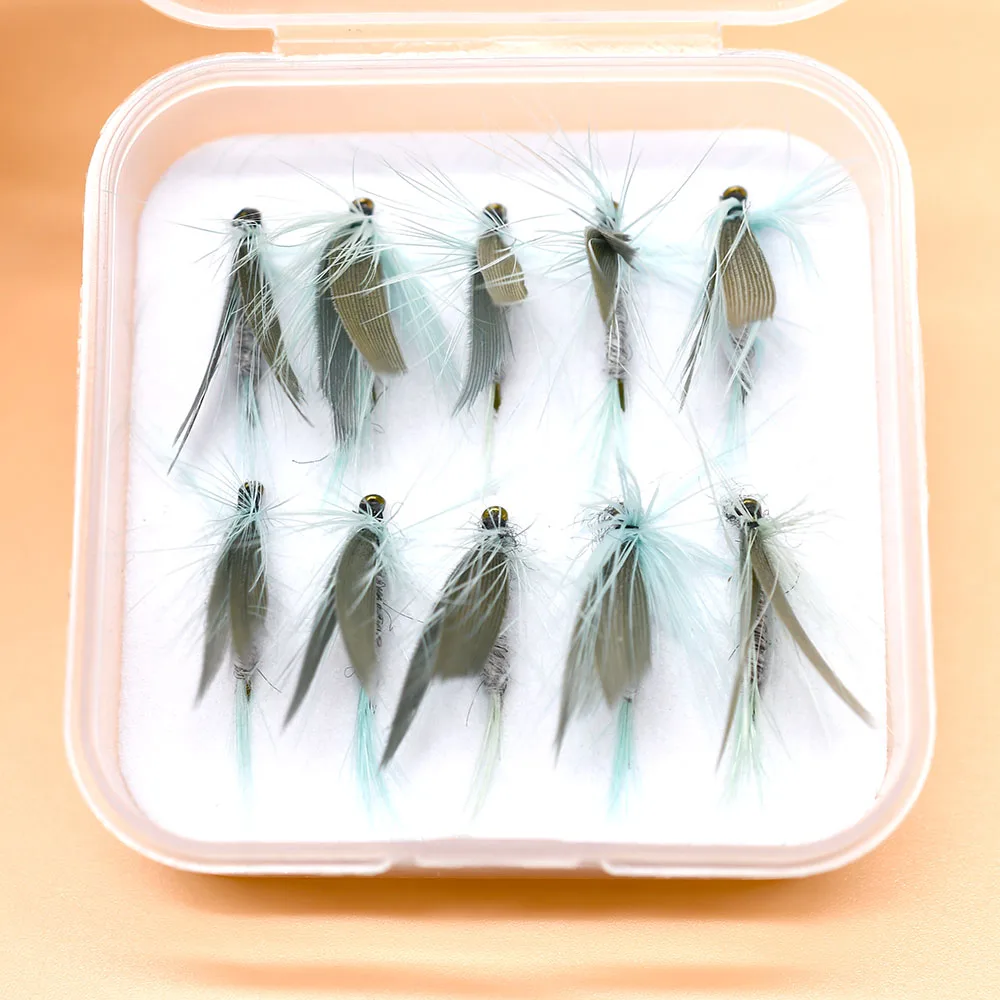 MNFT 10 шт. серые крылатые сухие приманки для ловли форели Mayfly нахлыстом синие