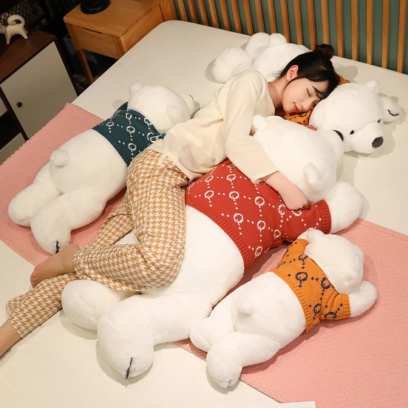 

Kawaii Cuddly Polar Bear Sweater Plush Toy Bear Accompany Doll Car Cushion Decoration Send Girl's Birthday Gift
