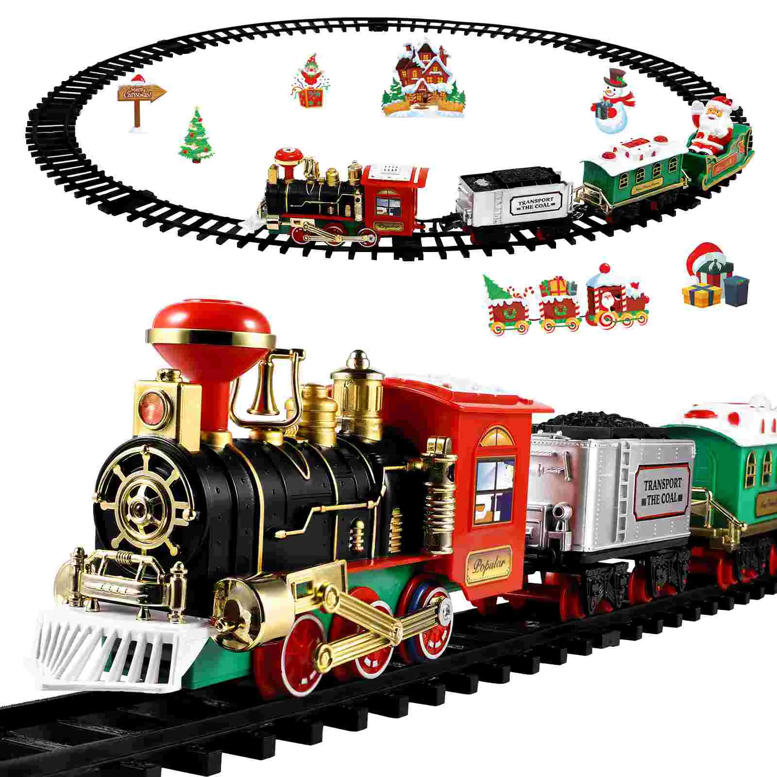 

Christmas Train Set 3D Puzzle for Adults Kids Xmas Train with Lights and Sounds Railway Tracks Christmas Decor DIY Model
