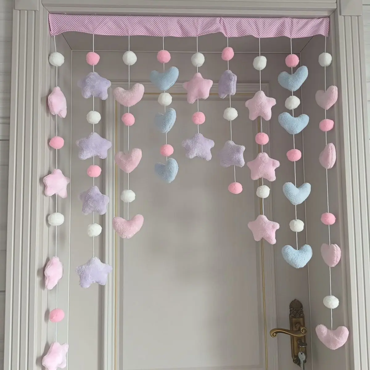 Для девочек и детей розовое сердце Kawaii подвесная дверная занавеска украшение