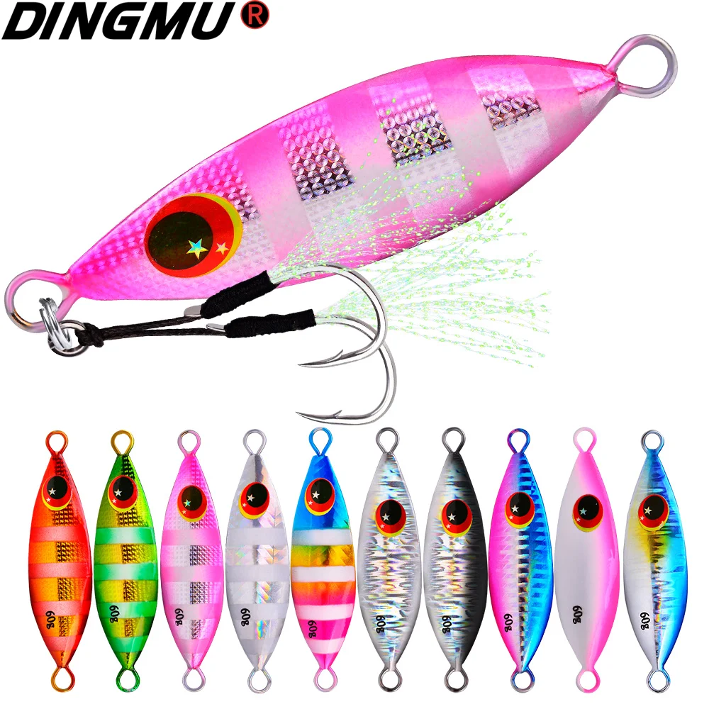 

1PC Metal Jig Spoon Lure 10g-20g-30g-40g-60g Artificial Hard Bait Shore Slow Cast Jigging Bass Fishing Lure