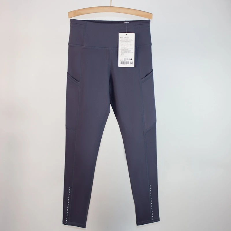 Outlets No.1 Leggings Women Align Yoga Pant Nylon High Waist Side Pockets Fitness Training Stretch Gym Workout Running Wear