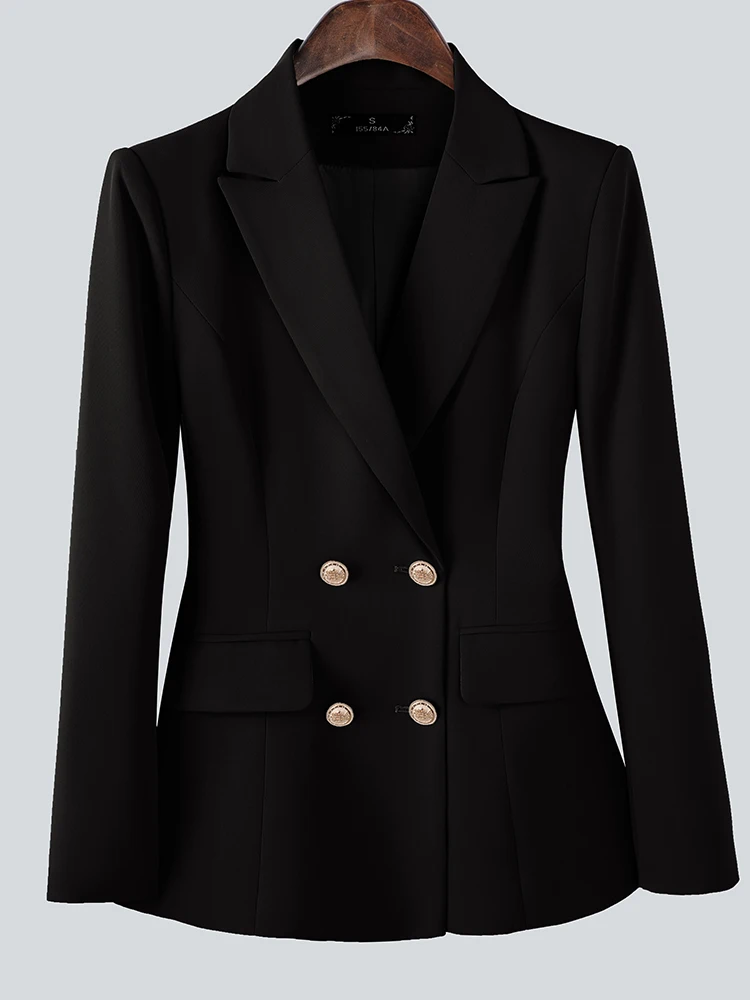 White Orange Black Coffee Ladies Blazer Women Female Double Breasted Full Sleeve Business Work Wear Formal Jacket blazer women