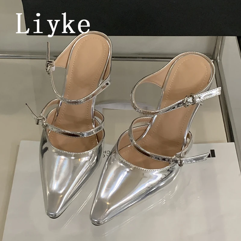 Liyke модные женские туфли-лодочки с двойной пряжкой и ремешком уютные из