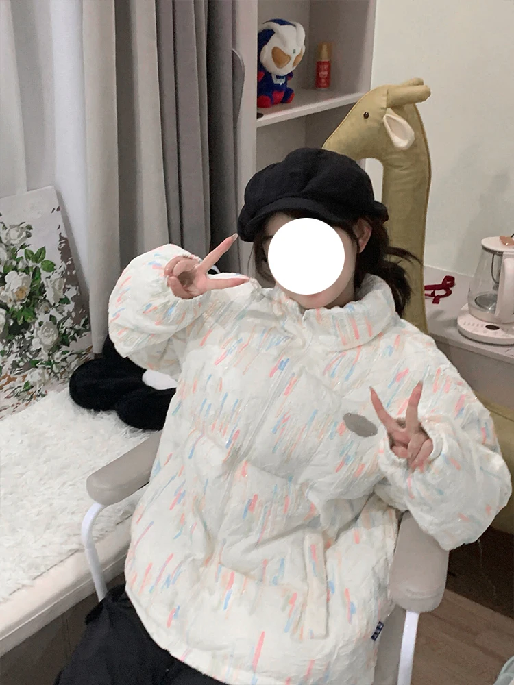 Парка женская с хлопковой подкладкой и принтом новинка зимы 2024 верхняя одежда