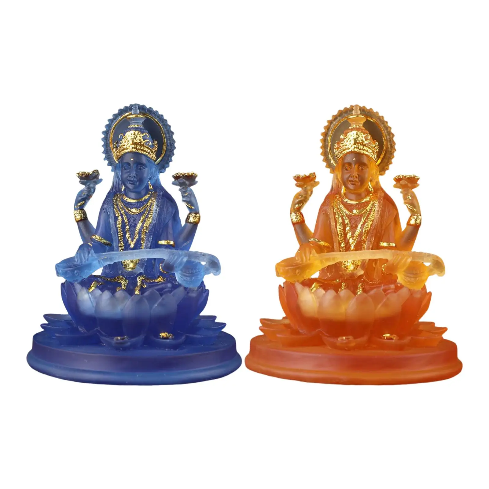 

Hindu Sitting on Lotus Figurines Goddess Statue for Tabletop Home Living Room