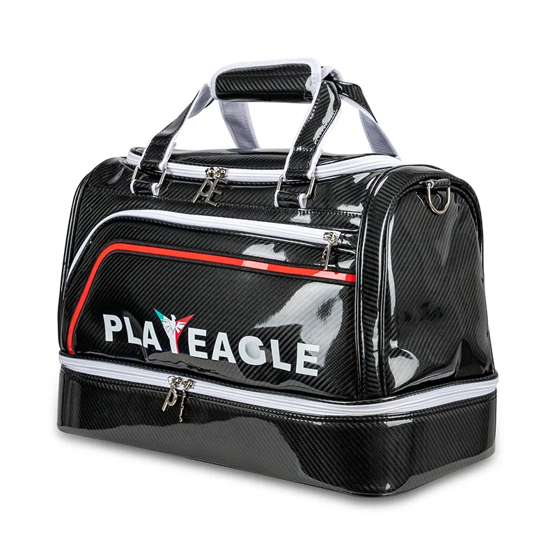 PLAYEAGLE  Boston Bag Waterproof PU Golf Duffle Bag Big Capacity Golf Clothing Bag with Seperate Shoes Store Bag