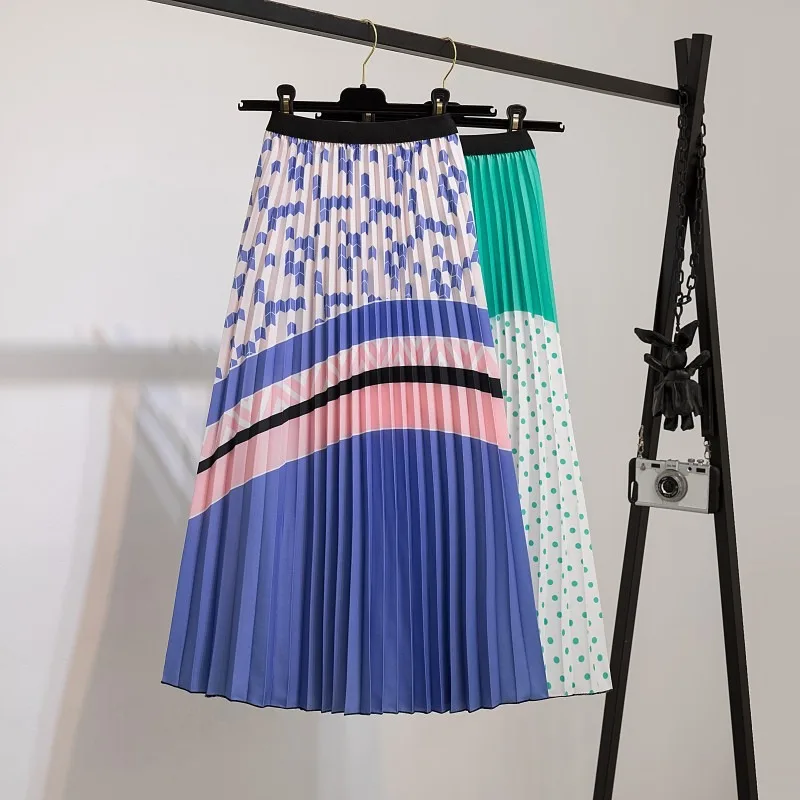 Женская плиссированная юбка в радужную полоску эластичная юбка-трапеция до