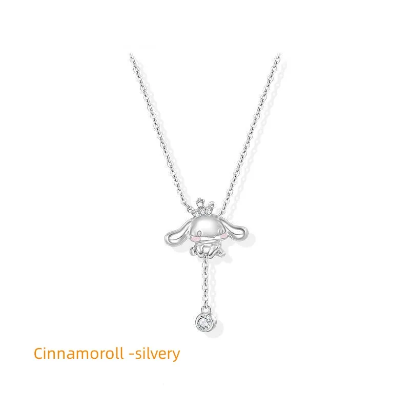 

New Kawaii Sanrios Cinnamoroll Necklace Soft Girl Long Melody Student's Best Friend Clavicle Chain Cartoon Sweet Girl