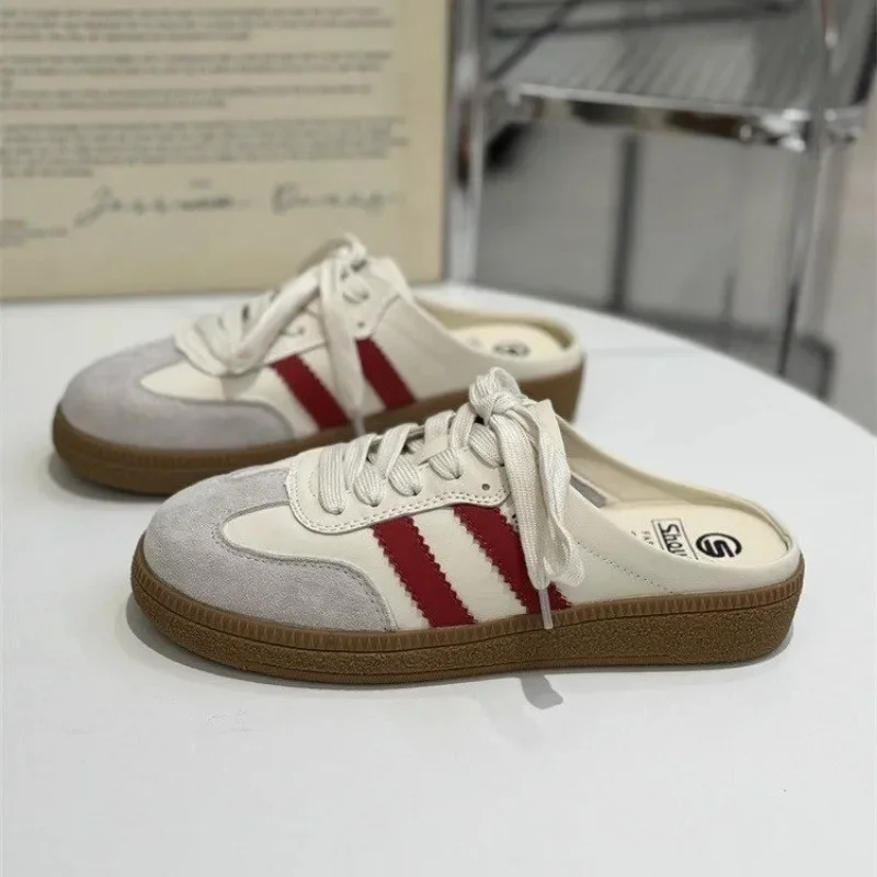 Мюли женские спортивные с круглым носком кроссовки на плоской подошве