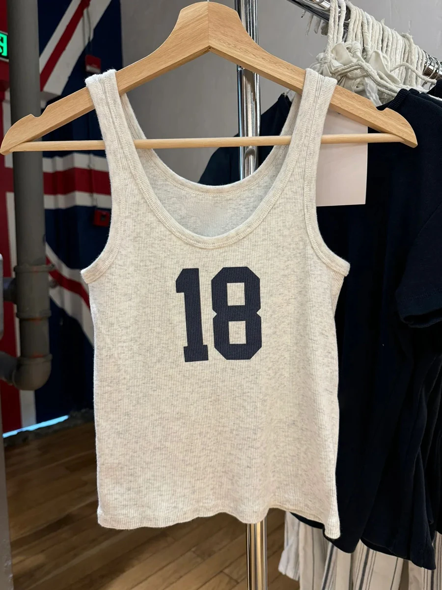 Топ женский облегающий в рубчик хлопковая майка без рукавов с U-образным вырезом