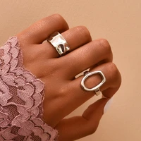 temperament geometry 2 pcsset knuckle ring set women retro jewelry