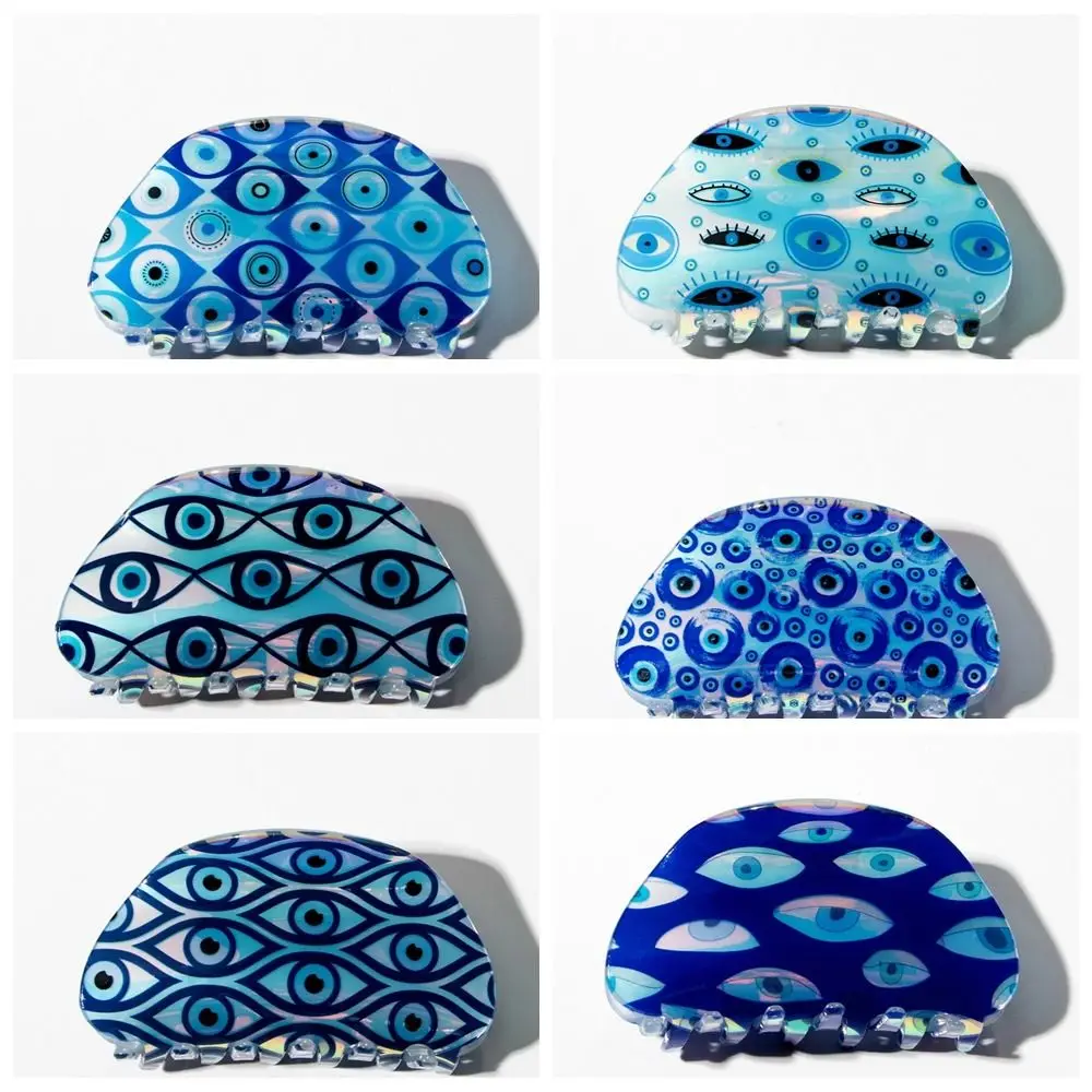 Креативная заколка для волос из ПВХ с синим демоническим глазом и когтями в