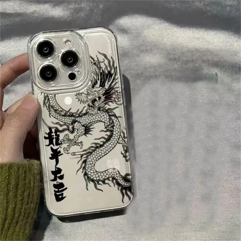 Новые чехлы для телефонов iPhone 15 Pro Max 14 11 12 13 Mini XR XS 7 8 6 6S Plus SE 2020 2022 китайский дракон