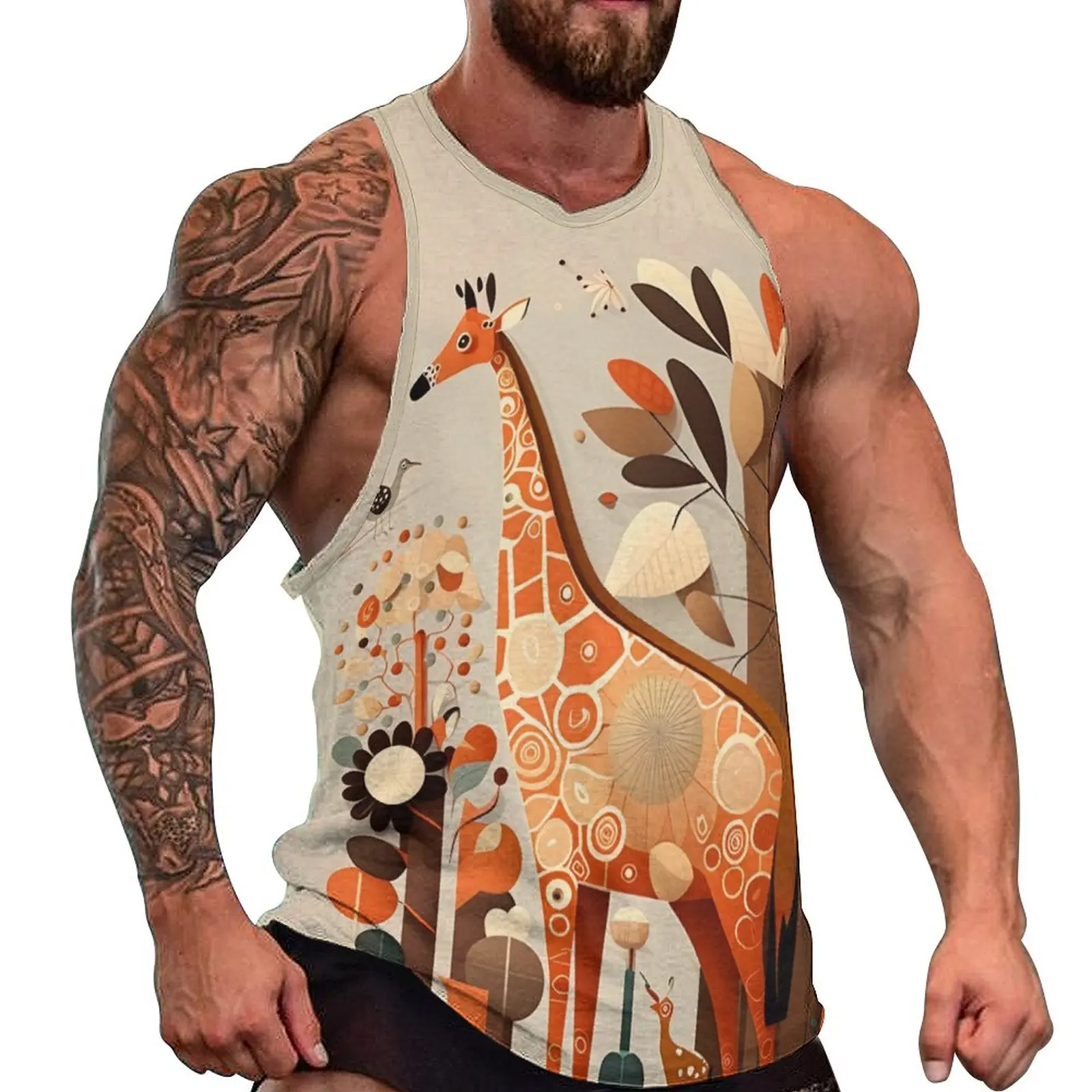 

Giraffe Tank Top Men Vibrant Illustrations Multi Style Muscle Tops Summer Workout Graphic Sleeveless Vests Big Size 4XL 5XL