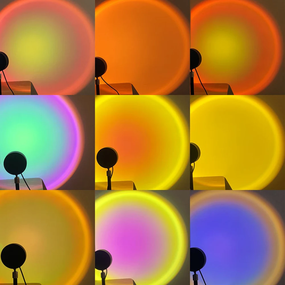 

Цветной RGB светильник для побережья, заката, Радужный светодиодный ночник с проекцией, s USB, домашний фон, атмосферный декор, светильник, напо...
