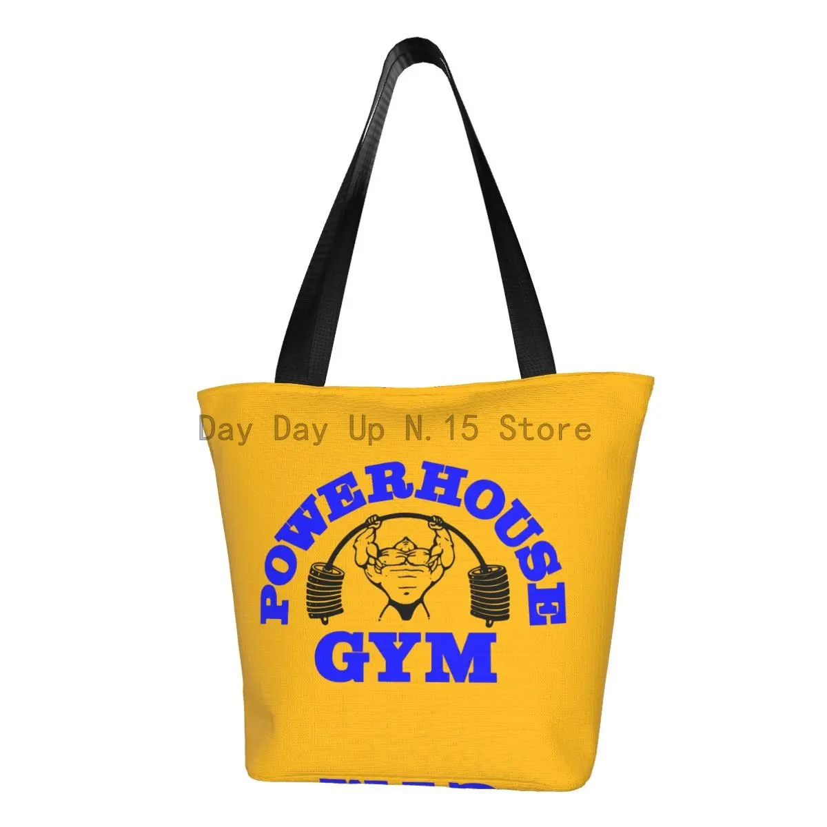 

Custom Powerhouse Gym Shopping Canvas Bags Women Recycling Groceries Bodybuilding Fitness Shopper Tote Bags