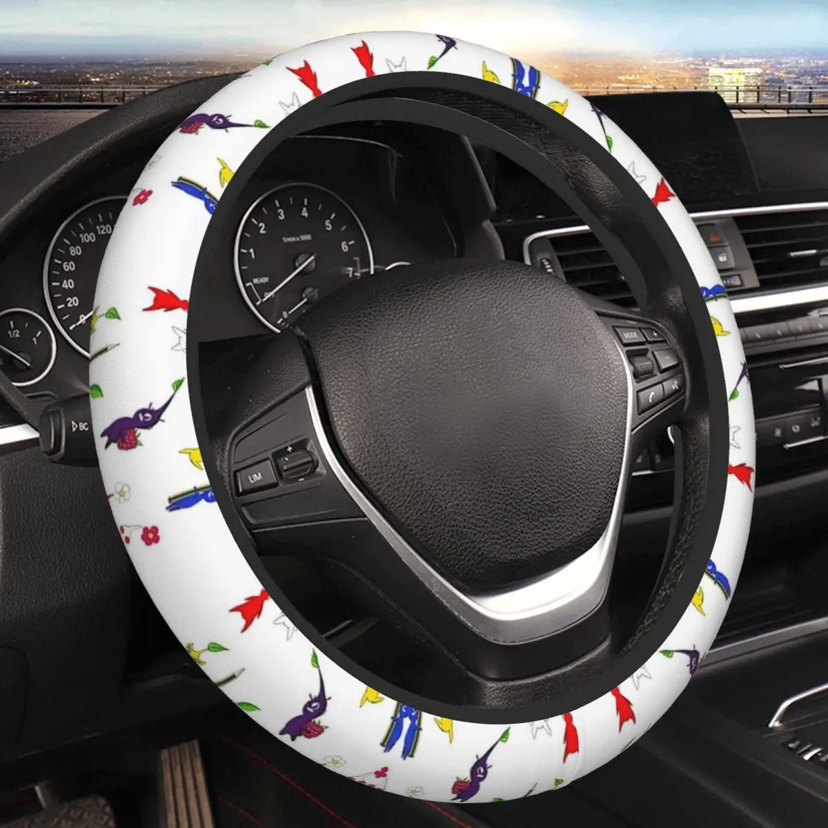 

Pikmin Pattern Thickening Car Steering Wheel Cover 38cm Universal Suitable Women Elastic Steering Wheel Cover