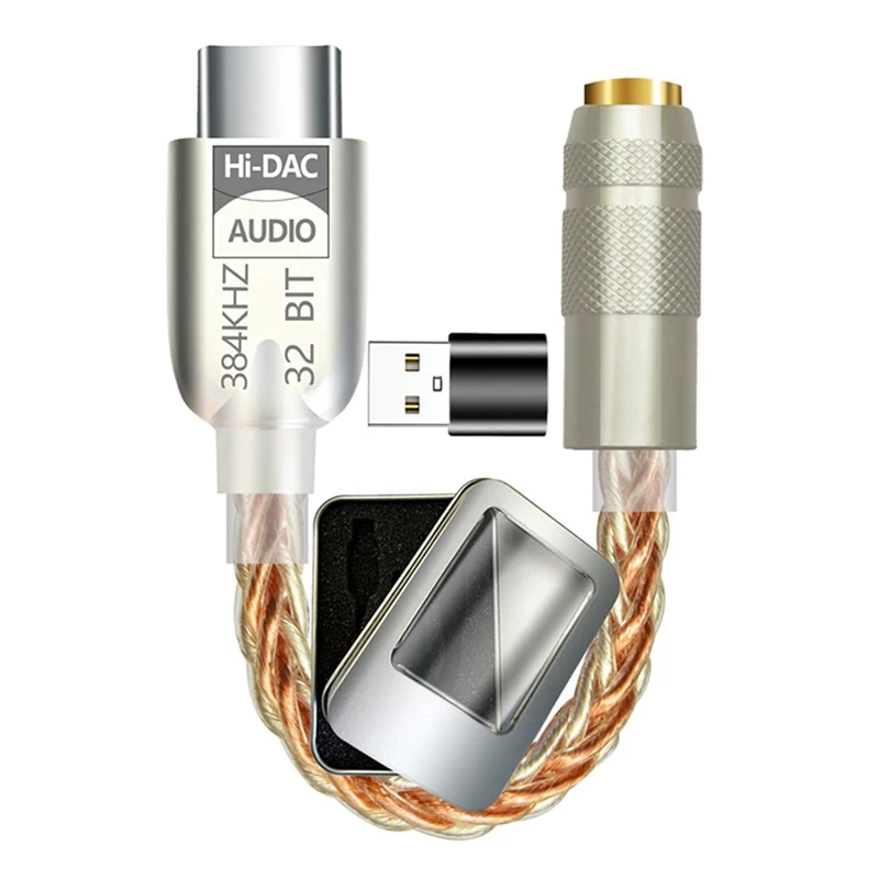 Фото USB-C усилитель для наушников 3,5 мм, аудиодекодер ALC5686 Hi-Fi, цифровой аудиокабель-адаптер-конвертер AUX - ABWO №3