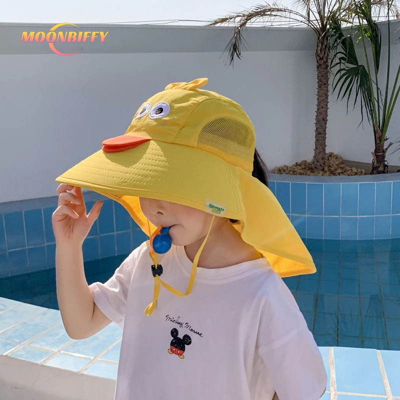 

Summer Baby Bucket Hat 360° Wide Brim UV Protection Boys Girls Cap Children Panama Outdoor Beach Sun Hats Cartoon Fisherman Caps