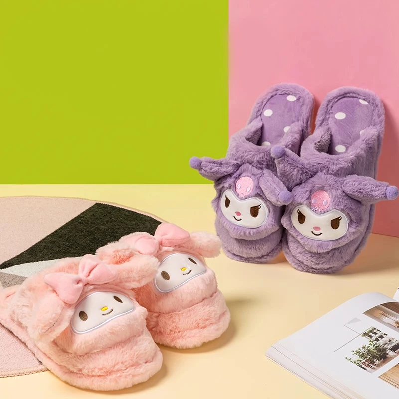 Miniso зимние хлопковые тапочки Sanrio Cinnamoroll My Melody Kuromi милые женские домашние туфли