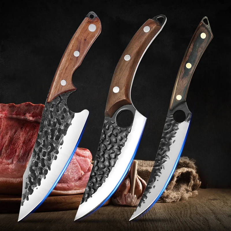 

Stainless Steel Kitchen Chef Cleaver Boning Knife Handmade Full Tang Kitchen Knife Arc Red Sandalwood Handle Butcher Knife