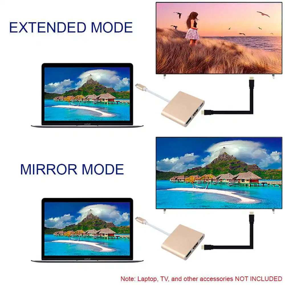 Переходник с USB Type C 3 1 папа на A + HDMI мама|Кабели HDMI| |