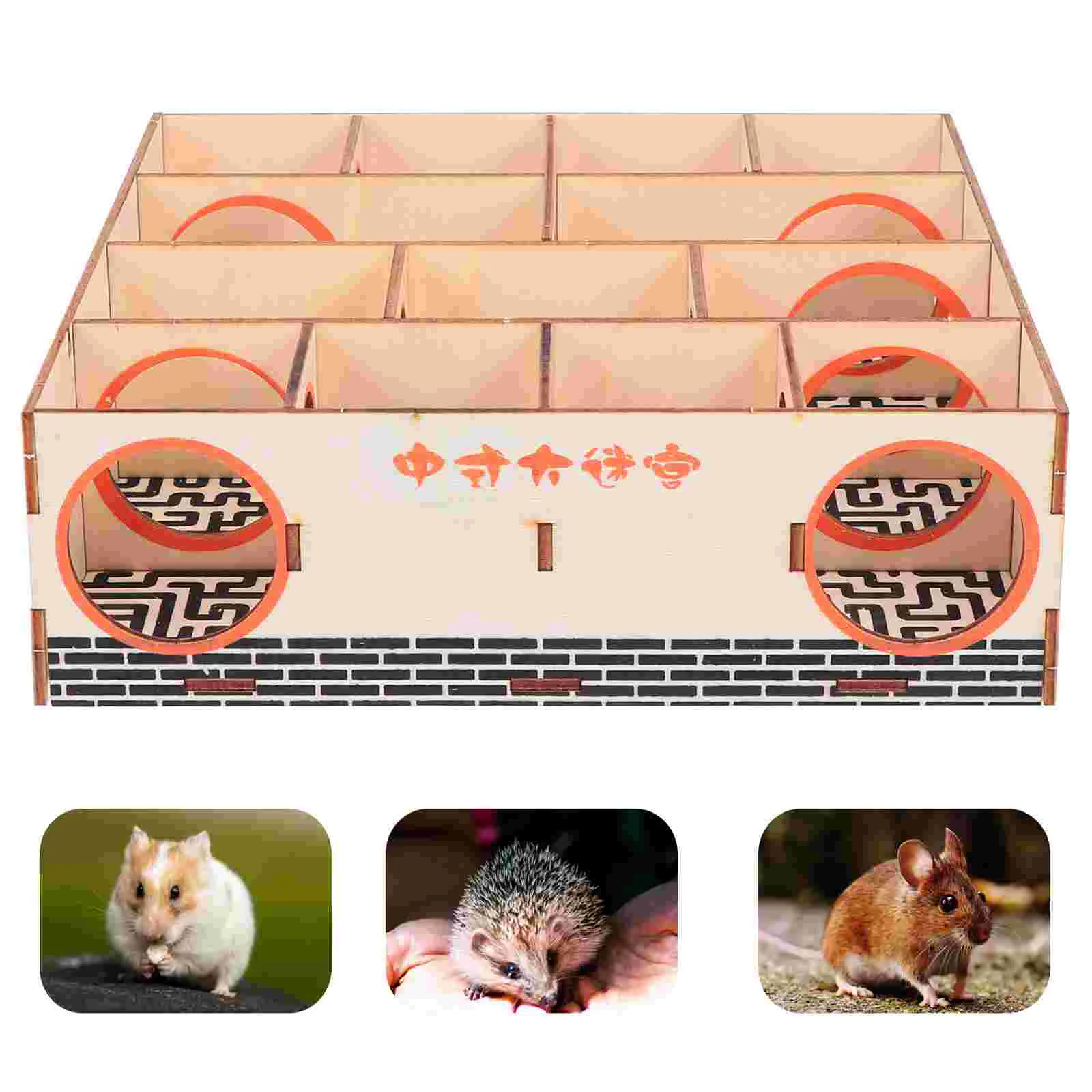 

Wooden Maze Tunnel for Dwarf Hamster Gerbil Rat Small Activity Play Hamster House Cage 20 8cm* 19 8cm* 6cm