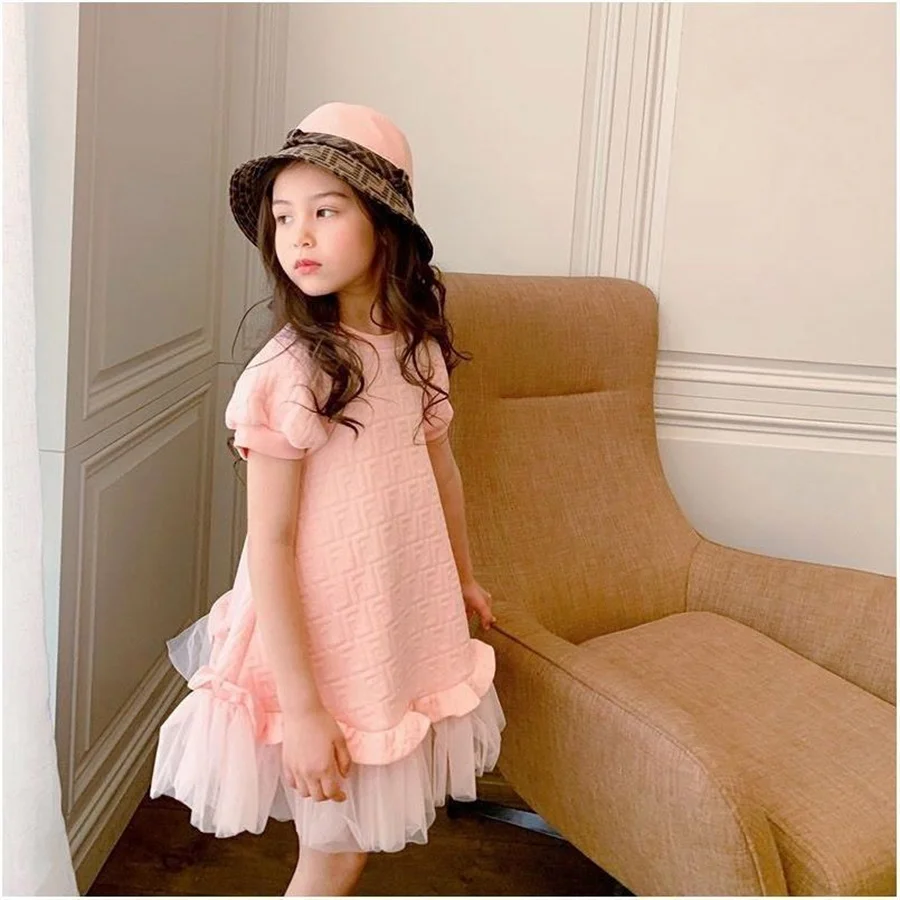 

Summer New Bubble Sleeve Girls Dresses Pink Princess Dress Cute Kids Gauze Vestidos Children'S Clothing 2022 Baby Girl Clothes