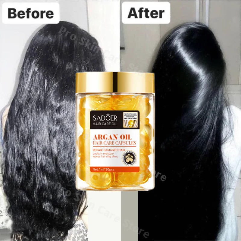 

30pcs Hair Care Essential Oil Capsules Repair Damaged Dry Frizz Hair Split Nourish Serum Anti-Hair Loss Treat Silky Conditioner