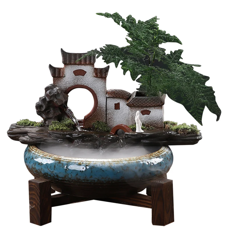 

Ceramic Feng Shui Fortune Flowing Water Ornaments Home Living Room Interior TV Cabinet Fish Tank Humidifier Decorations