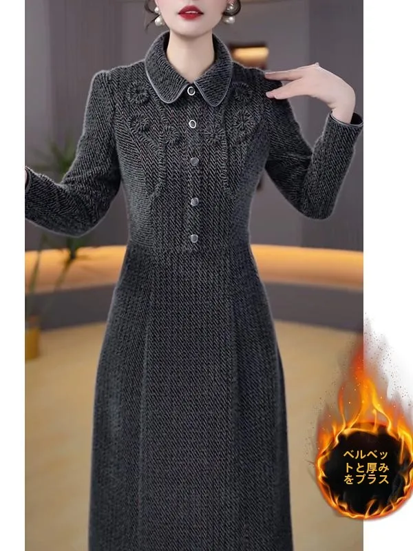 Платье 2024 новое женское осенне-зимнее тринадцать популярных утолщенных