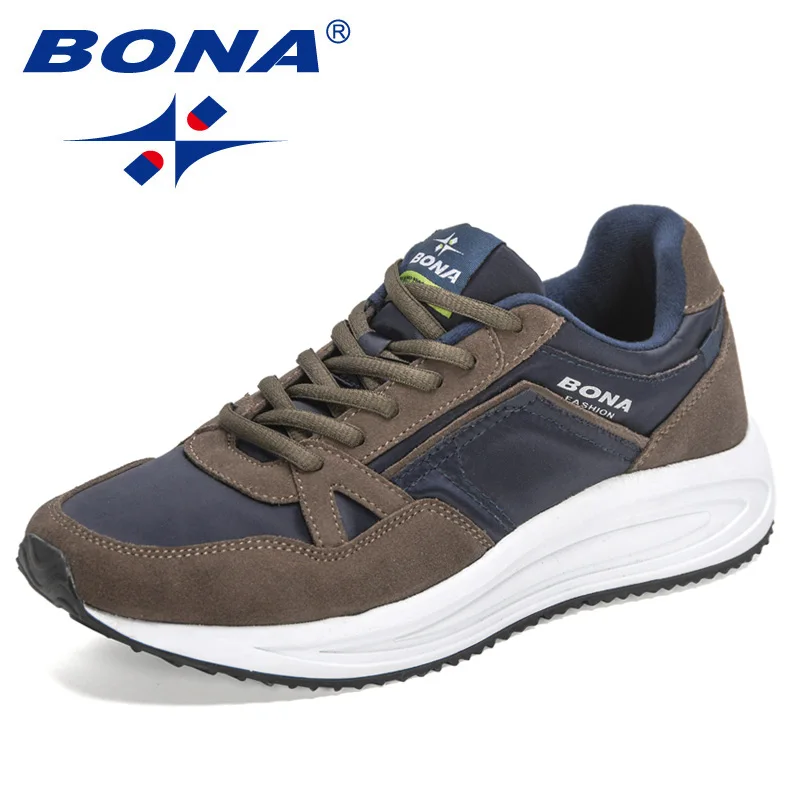 BONA 2022 New Designers Comfortable Fashion Suede Mesh Vulcanized Lace-Up Shoes Men Casual Sneakers Walking Footwear Mansculino