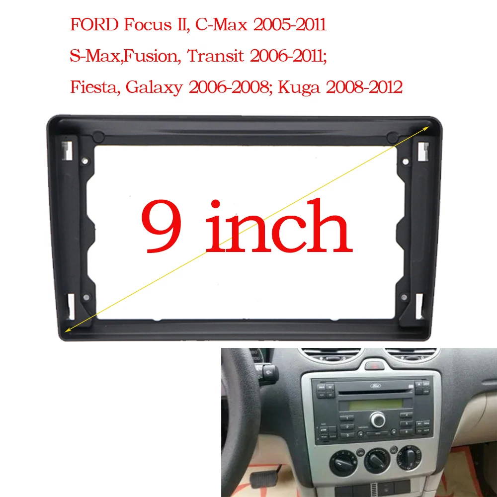 Автомобильная рама RSNAVI 9 дюймов 2Din для Ford Focus 2 S-Max Fusion Transit 2005-11 Fiesta Galaxy Kuga 2008-2012