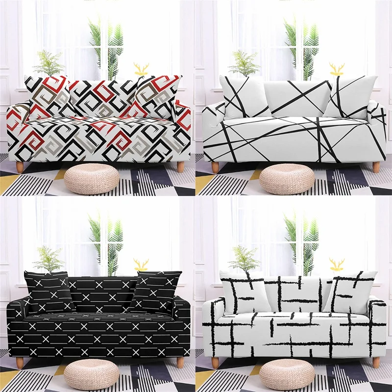 

Geometric Patterns Sofa Cover All Inclusive Stretch Sofa Covers for Living Room Sectional Sofa Cushion Cover Home Couch Cover