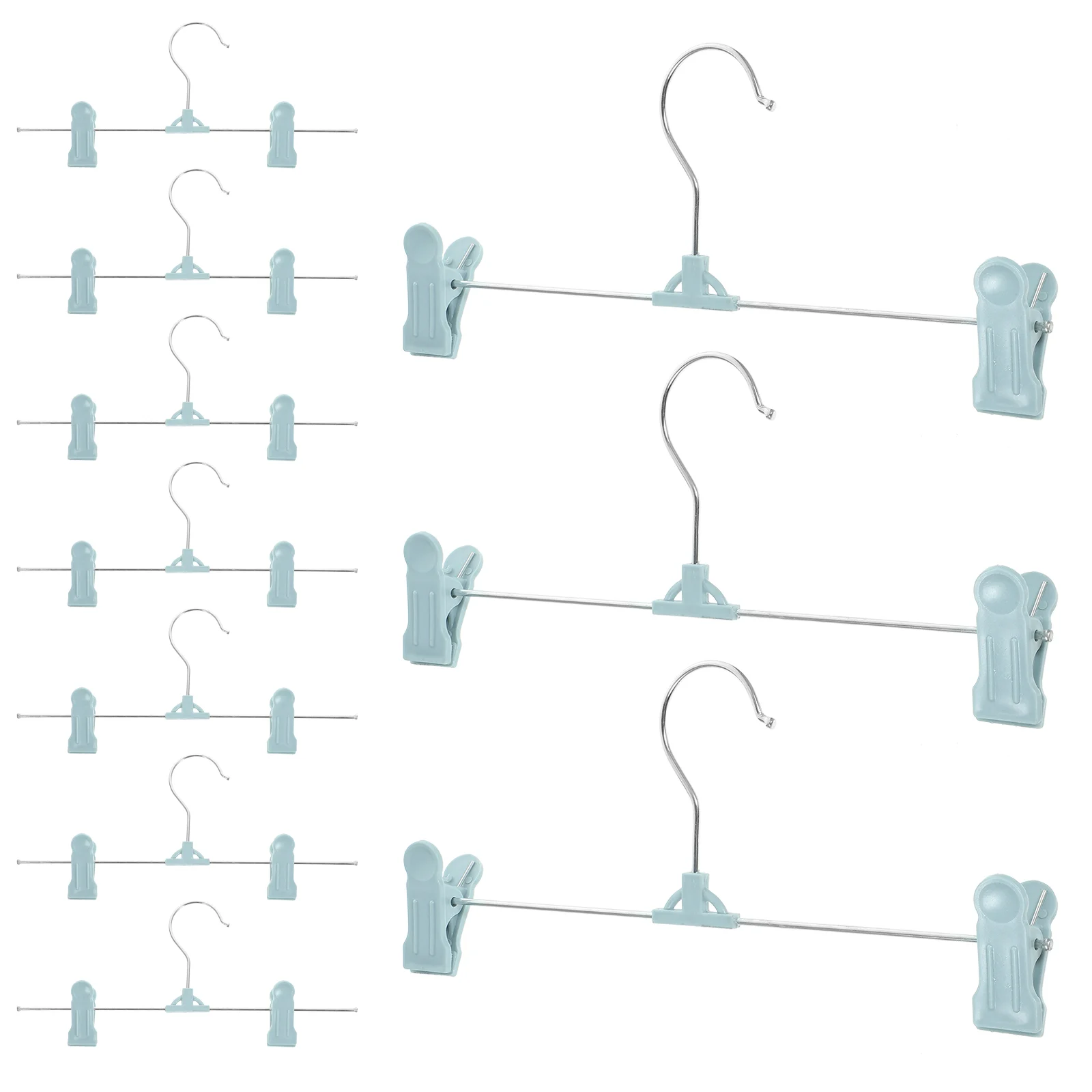 

10pcs Skirt Hangers with Adjustable Clips Pant Hangers Plastic Pants Hangers
