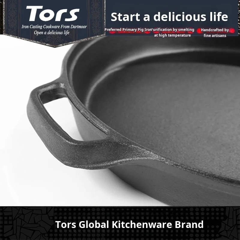 Чугунная сковорода ручной работы из необработанного металла глубокая без