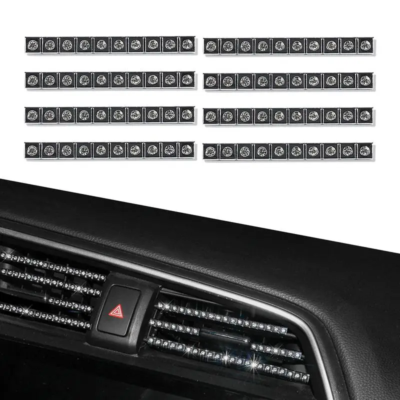 

Sparkly Car Accessories 8PCS Auto Vent Decorative Trim Decorative DIY Crystal Automotive Bendable Strips For Truck Pickup