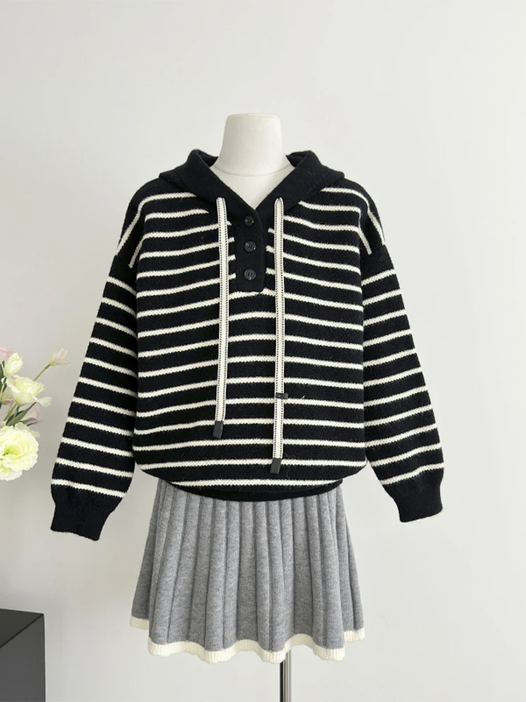 Женский пуловер в красную полоску свитер стиле Харадзюку с длинными рукавами и